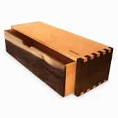 Woodsaka Desna Tek Çekmeceli Mini Dolap & Masaüstü Kırtasiye Organizer - Ceviz ve Gürgen - 5