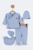 YENİ Düz Desenli Erkek Bebek Hastane Çıkışı Bebek Kıyafetleri Yenidoğan Hastane Çıkış Seti 5 li thumbnail 3