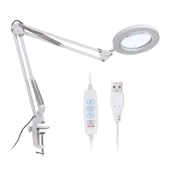 Monozone 8X Büyüteç LED Işık Kısılabilir 3Renk Aydınlatmalı Katlanabilir Dönebilen Masa Lambası Profesyonel Okuma Lambası USB - 11