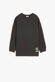Koton Erkek Çocuk Uzun Kollu Etiket Detaylı Oversize Basic Sweatshirt - 1