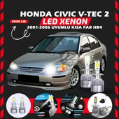 Honda Civic V-TEC 2 2001-2006 Kısa Far Uyumlu Şimşek Etkili Led Xenon Performance Series HB4 thumbnail 1