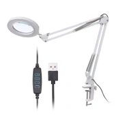 Monozone 8X Büyüteç LED Işık Kısılabilir 3Renk Aydınlatmalı Katlanabilir Dönebilen Masa Lambası Profesyonel Okuma Lambası USB - 3