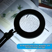 Monozone 8X Büyüteç LED Işık Kısılabilir 3Renk Aydınlatmalı Katlanabilir Dönebilen Masa Lambası Profesyonel Okuma Lambası USB - 10