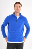Mavi Polar Sweatshirt Erkek Dik Yaka - 4