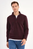 Bordo Polar Sweatshirt Erkek Dik Yaka - 1