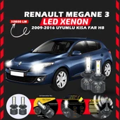 Renault Megane 3 2009-2016 Kısa Far Uyumlu Şimşek Etkili Led Xenon Premium Series H8 thumbnail 1
