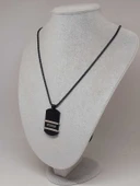 Siyah Taş Detaylı Erkek Çelik Kolye (56024) - 4