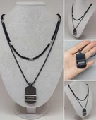 Night Serisi Erkek Doğal Taşlı Çelik Kolye (56024) - 1