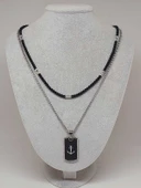 Night Serisi Erkek Doğal Taşlı Çelik Kolye (56020) thumbnail 2