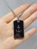 Night Serisi Erkek Doğal Taşlı Çelik Kolye (56020) thumbnail 3