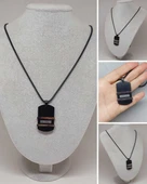 Siyah Taş Detaylı Erkek Çelik Kolye (56024) - 1