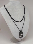 Night Serisi Erkek Doğal Taşlı Çelik Kolye (56024) - 4