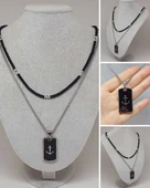 Night Serisi Erkek Doğal Taşlı Çelik Kolye (56020) thumbnail 1