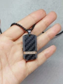 Siyah Desenli Taş Detaylı Erkek Çelik Kolye (56028) thumbnail 3