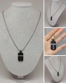 Siyah Desen Taş Detaylı Erkek Çelik Kolye (56026) thumbnail 1