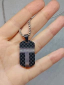 Siyah Desen Taş Detaylı Erkek Çelik Kolye (56026) thumbnail 3