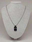 Siyah Desen Taş Detaylı Erkek Çelik Kolye (56026) thumbnail 2