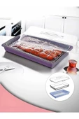 House Kitchen Dikdörtgen Kilitli Pasta Börek Borcam Taşıma Ve Saklama Kabı Çok Amaçlı Gıda Taşıyıcı 35cm - 1