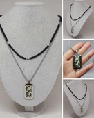 Night Serisi Erkek Doğal Taşlı Çelik Kolye (56030) - 1