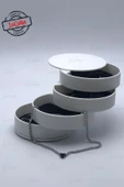 Online Kapında Lüks 4 Katlı Silindir Döner Takı Aksesuar Makyaj Yüzük Küpe Toka Kutusu Organizeri (10x10cm) - 1