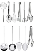 Online Kapında 11 Parça Sunum Hazırlama Spatula, Kepçe, Kevgir, Yemek Hazırlama Seti, Servis Maşa - 1
