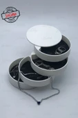 Online Kapında Lüks 4 Katlı Silindir Döner Takı Aksesuar Makyaj Yüzük Küpe Toka Kutusu Organizeri (10x10cm) - 3
