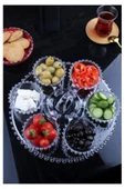 Online Kapında 7 Parça Kristal Lüks Boncuklu Tepsili Sosluk Sunumluk Çerezlik Reçellik Kahvaltılık İkram Takımı - 1
