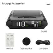 Monozone Güneş Enerjili Hız Ölçer Evrensel GPS Hız Göstergesi Araç S98 HUD Ekranı Kablosuz KM/Hız Zaman Sıcaklık - 8