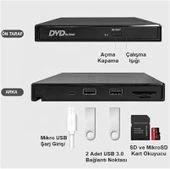 Monozone Harici DVD-RW USB 3.0 +SD TF Kart Okuyucu +3.0 USB Hub Taşınabilir Cd Dvd Yazıcı - 3