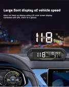 Monozone Güneş Enerjili Hız Ölçer Evrensel GPS Hız Göstergesi Araç S98 HUD Ekranı Kablosuz KM/Hız Zaman Sıcaklık - 7