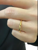 22 Ayar Altın Parlak Defneli Ajda Yüzük Alyans Çok Şık thumbnail 2