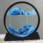 Monozone Hareketli 3D Kum Saati 30cm Mavi Yuvarlak 12inch Cam Dekoratif Sanatsal Rahatlatıcı Kum Sanatı Derin Deniz Kum Manzara Ofis Ev Hediye Akan Kum Sıvı Kum Akan Kum Hareketli Kum Sanatı - 1