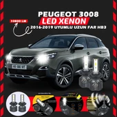 Peugeot 3008 2016-2019 Uzun Far Uyumlu Şimşek Etkili Led Xenon Premium Series HB3 - 1
