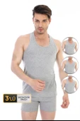 Erkek Elastanlı Spor Gri Atlet 916 3'lü Ekonomik Paket - 1