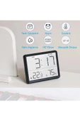 Monozone Pilli LCD Dijital Ekran Mini Saat 9x7 cm Alarm Sıcaklık Nem Göstergesi Ultra İnce Dekoratif  Çok Fonksiyonlu - 6