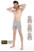 Erkek Elastanlı Biyeli Gri Melanj Boxer Şort 880 3'lü Ekonomik Paket - 1