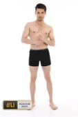 Erkek Elastanlı Biyeli Siyah Boxer Şort 0880 6'lı Ekonomik Paket - 1