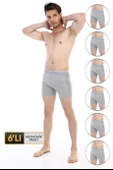 Erkek Elastanlı Biyeli Gri Melanj Boxer Şort 880 6'lı Ekonomik Paket - 1
