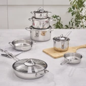 Karaca Ada 12 Parça indüksiyon Tabanlı Çelik Tencere ve Tava Seti (TEŞHİR) - 3