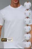 Erkek Süprem Bisiklet Yaka Beyaz T-shirt 947 6'lı EKonomik Paket - 1