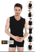 Erkek Ribana V Yaka Kolsuz Siyah Atlet 921 6'lı Ekonomik Paket - 1