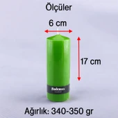 Baton Mum Yeşil Silindir Dekoratif Mumu Kandil Hediyelik Fitilli Mumlar Şamdan Kokusuz 6 x 17 cm - 2