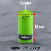 Baton Mum Yeşil Silindir Dekoratif Mumu Kandil Hediyelik Fitilli Mumlar Şamdan Kokusuz 6 x 13 cm - 2