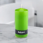 Baton Mum Yeşil Silindir Dekoratif Mumu Kandil Hediyelik Fitilli Mumlar Şamdan Kokusuz 6 x 13 cm - 5