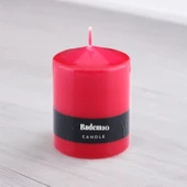 Baton Mum Kırmızı Silindir Dekoratif Mumu Kandil Hediyelik Fitilli Mumlar Şamdan Kokusuz 6 x 8 cm - 6