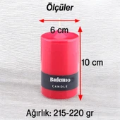 Baton Mum Kırmızı Silindir Dekoratif Mumu Kandil Hediyelik Fitilli Mumlar Şamdan Kokusuz 6 x 10 cm - 3