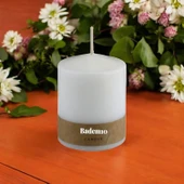 Baton Mum Beyaz Silindir Dekoratif Mumu Kandil Hediyelik Fitilli Mumlar Şamdan Kokusuz 6 x 8 cm - 6