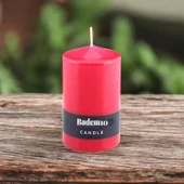 Baton Mum Kırmızı Silindir Dekoratif Mumu Kandil Hediyelik Fitilli Mumlar Şamdan Kokusuz 6 x 10 cm - 5