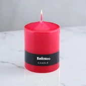 Baton Mum Kırmızı Silindir Dekoratif Mumu Kandil Hediyelik Fitilli Mumlar Şamdan Kokusuz 6 x 8 cm - 7
