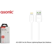 Asonic AS-X305 1m 2A iPhone Lightning Beyaz Şarj Kablosu - 31203 - 1